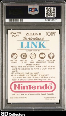SCREEN 10 PSA 8 1989 Topps Nintendo Scratch-Off Zelda II The