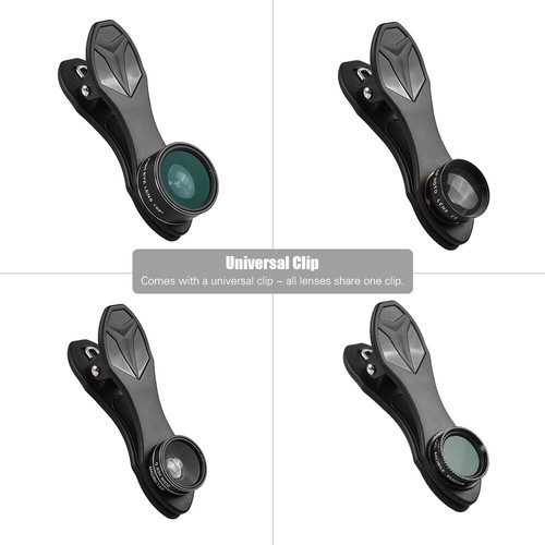 APEXEL APL-DG5H 5 in 1 Cellphone Lens Kit 198° Fisheye Lens 0.63X Wide B6U4 - 第 10/10 張圖片