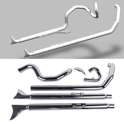 #ad SHARKROAD True Dual Fishtail Exhaust for Harley Softail 2000 2017 Partial Model $675.00