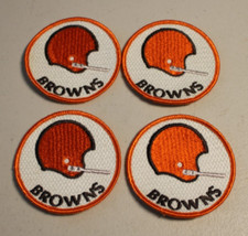 Lot of 4 SCARCE Early CLEVELAND BROWNS FOOTBALL Embroidered LOGO PATCHES, 3"
