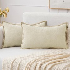 Pack of 2 Christmas Pillow Covers 12x20 Inch 20" x 12" Pack of 2 Cream White