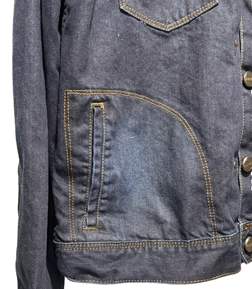 Vintage PERRY ELLIS AMERICA Dark Denim Trucker Jean Jacket Size Large - Image 3 of 4