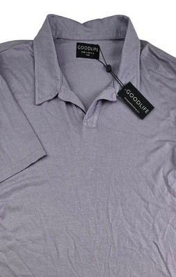 New W/Tags Goodlife Supima Johnny Collar Polo Made In USA Purple L MSRP $98