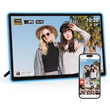 Neon Light Digital Picture Frame with 14 Inch 2K FHD Display AI Color-Changing