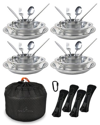 Mess kit 4 Person Camping Kitchen Set Camp Utensil Set Picnic Set Camping Dis...