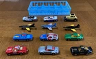 Lot of 12 Vintage Matchbox Cars & Planes In Blue Plastic Car Holder Porsche ++