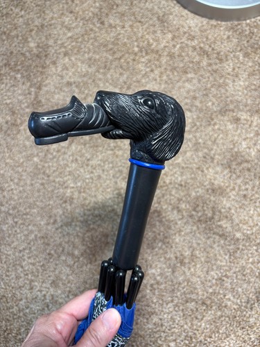 Umbrella with Unique Black Dog Handle. Gentleman's Umbrella Labrador w Shoe. - Picture 4 of 7