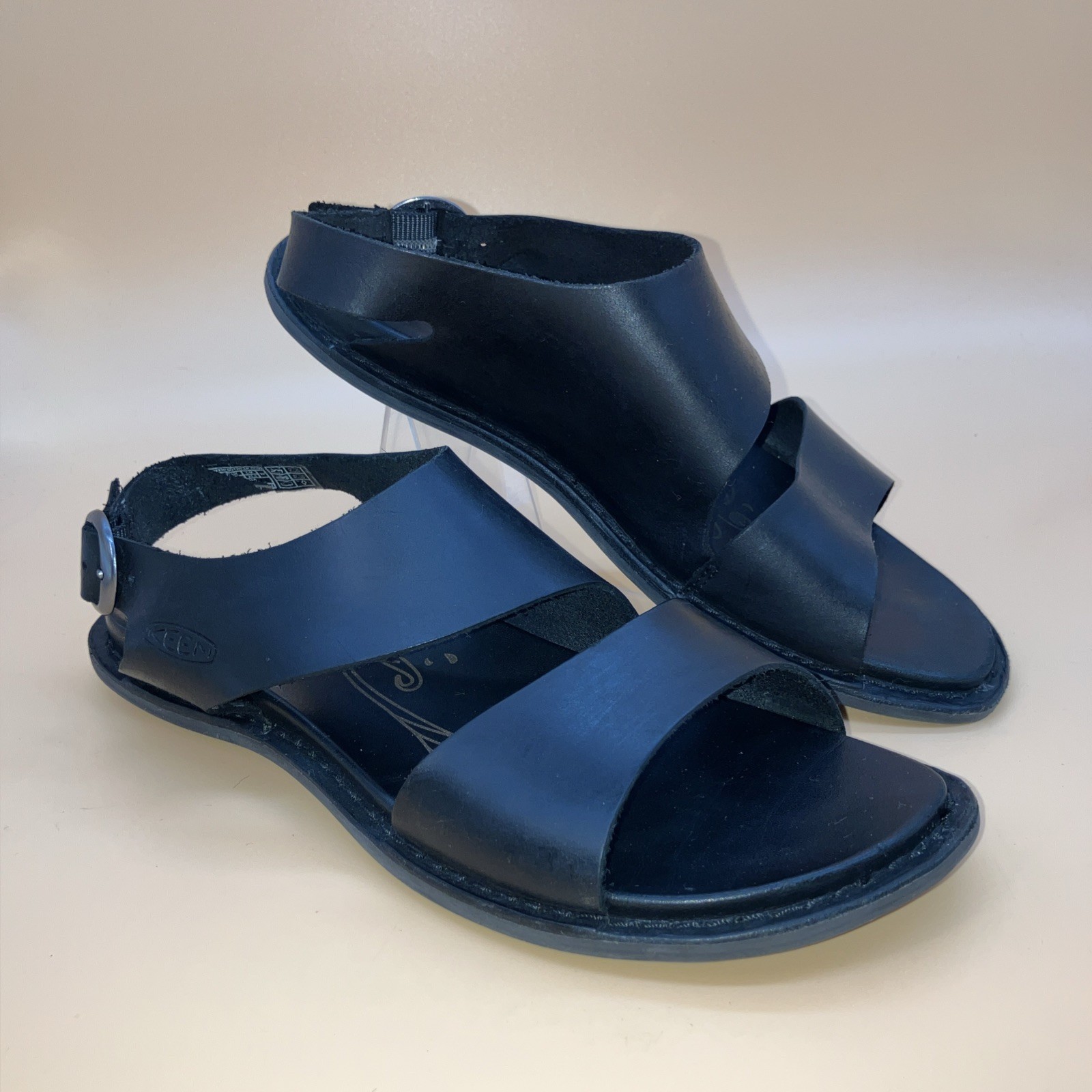 KEEN Sofia sandalo 2 cinturini pelle nero punta aperta donna TG 8 5 EU 39