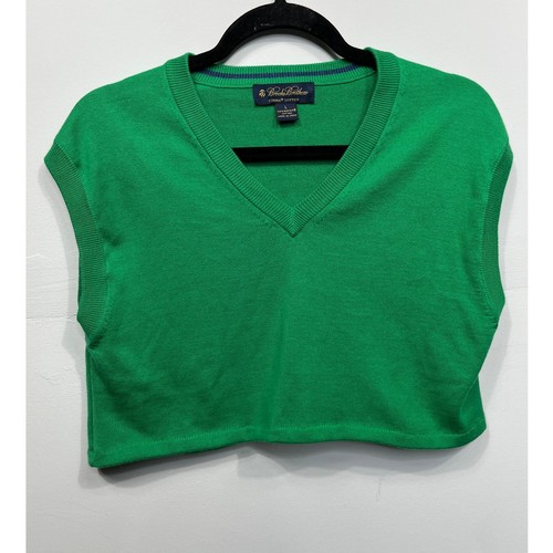 Brooks Brothers Women’s Green Cropped Sleeveless Sweater Vest / Size-Large - Picture 2 of 8