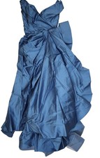 Tarik Ediz Dress Womens 8 Blue Satin Sweethea...