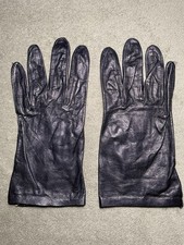 Vintage Short Black Leather Gloves, Size 7 1/2 Unlined