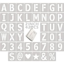2 Inch Letter Stencils and Numbers: 42 PCS Symbol Alphabet Craft Stencils