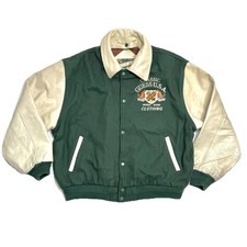 1991 letterman 1991 Youngstown Youngling Leather Sleeve Varsity Letterman Jacket - Green Wool, 'Rob 91' — listing 5