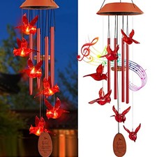 Cardinal Solar Wind Chimes Outdoor, Solar Wind Chime Light with 4 Red Tubes ...