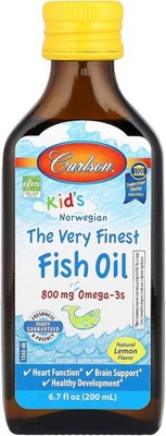 Carlson Kid's The Very Finest Fish Oil, Lemon, Norwegian, 800 mg Omega-3s, 200 m