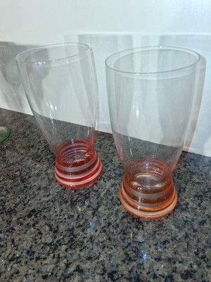 Circleware Crystal Tall Tumblers Colored Striped Glasses made in Slovakia