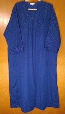 Miss Elaine Women  s Blue Damask Jacquard Print Robe Full Zip Housedress Large