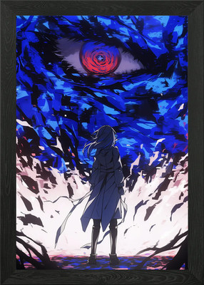 Anime Girl Facing Giant Eye Gerahmtes Wandbild Poster Leinwanddruck Bild