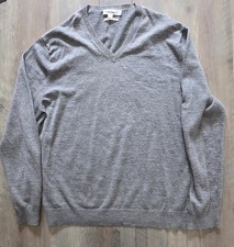 Calvin Klein Extra Fine Italian Merino Wool V-Neck Sweater Men's XL Gray