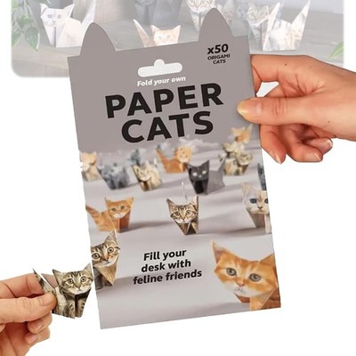 50-Sheet DIY Origami Paper Cats Kit Fold Cute Feline Figures (Fun Craft All Age