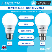 18W LED Bulb Cool White Daylight E27 Screw or B22 Bayonet Free Delivery UK