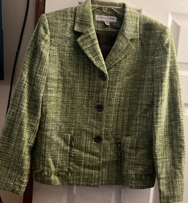 Jasper & Company Petite Jacket Size 10p Skirt 8p Two Pc Suit Green Button