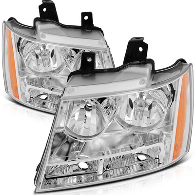 Fit for 2007-2014 Chevy Tahoe Suburban Avalanche Headlights Chrome housing 2Pcs