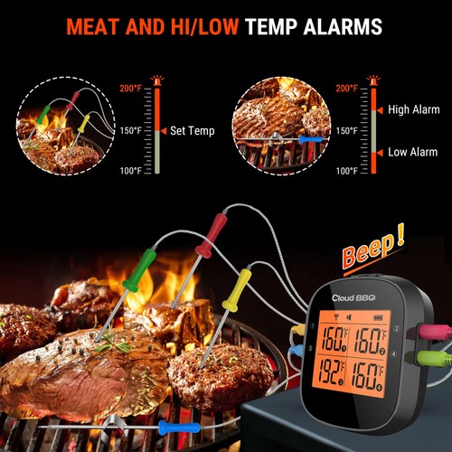 500FT Digital Meat Thermometer with Multy Probes Bluetooth for Smoker Grillin... - Picture 2 of 9