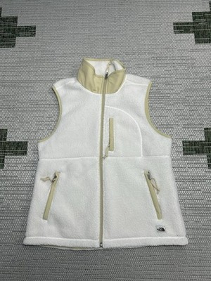 The North Face Vest Womens Medium White Beige Full Zip Fleece