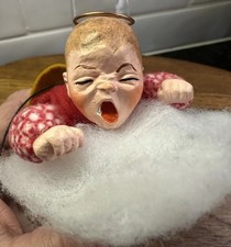 SIMPICH Handmade Cloud Babies Angel Christmas Ornament Red Pajamas USA Made EUC