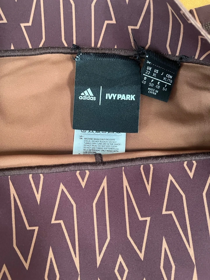 Leggings ADIDAS x IVY PARK Rojo Noche/Marrón Salvaje Monograma Panel Transparente Nuevos sin Etiquetas Foto 4 de 4