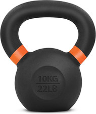 Powder Coated Kettlebell, Cast Iron Core Kettlebells with Non-Slip Handle  Flat