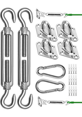 Sun Shade Sail Hardware Kit 6'' Triangle Rectangle Stainless Steel M6 Turnbuckles
