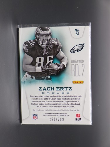 2013 Panini Momentum #23 Zach Ertz Rookie Team Threads Triple Materials #/299 - Bild 2 von 2