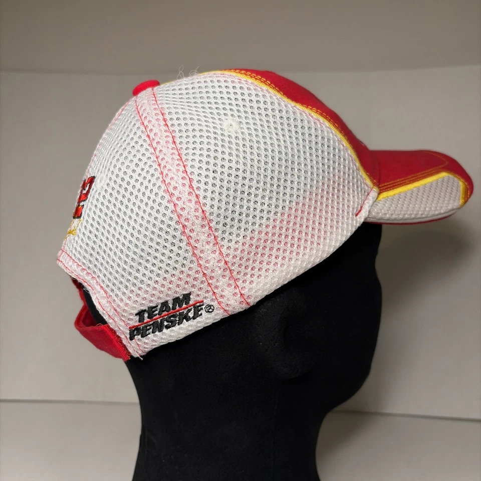 Joey Logano Victory Lane Shell Pennzoil Patrocinador Equipo Malla NASCAR Sombrero Rojo/Blanco Foto 3 de 4