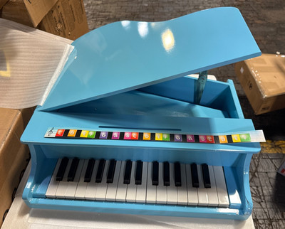 Damaged Kids Mini Wooden Grand Piano w/ Lid,Bench,Music Rack,Song Book,Light Blu