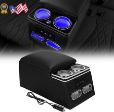 Universal Truck Seat Organizer with Padded Armrest Lid Features 3 USB Ports