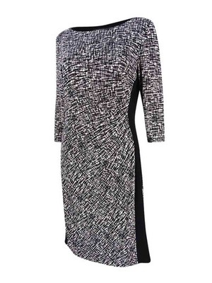 Lauren Ralph Lauren Women's Crosshatch Jersey Sheath Dress (0, Cream/Black)