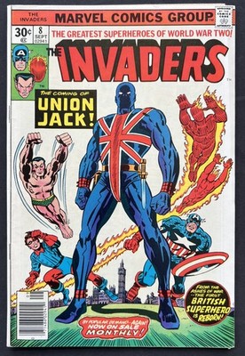 The Invaders #8 - 1976 - F+ Condition - KEY - 1st COVER UNION JACK