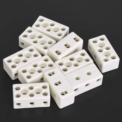 10x 3 Weg 24A Keramik Terminal Block Stecker Draht Hohe Temperatur Beständig - Bild 1 von 4