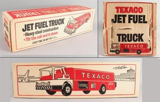 Vintage 1960s MIB Park Plastics Co. Pressed Steel TEXACO Jet Fuel Truck Toy NR