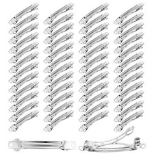 50 Pcs Blank Silver Metal DIY Barrettes 2.4 Inch Simple Plain Blank Barrettes...