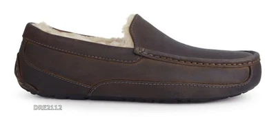 UGG Ascot Matte Leather Tan Fur Slippers Mens Size 8 EEE WIDE -NIB- - Image 1 of 4