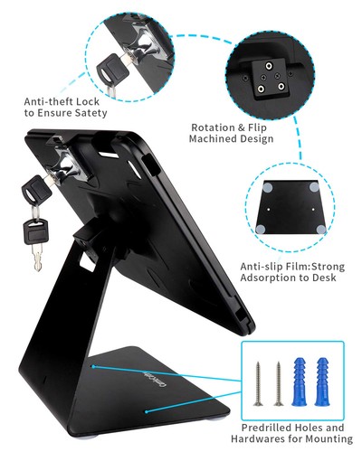 Desktop Anti-Theft Security Kiosk POS Stand Holder Enclosure for 10.2" 202120... - 第 6/9 張圖片