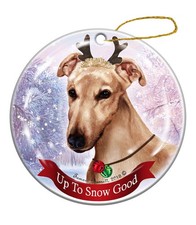 Holiday Pet Gifts Greyhound Cream Dog Porcelain Christmas Ornament