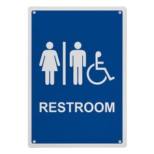 Restroom Sign, 8.5 x 11 in" OSHA Compliant ADA Unisex Family Assisted Sign