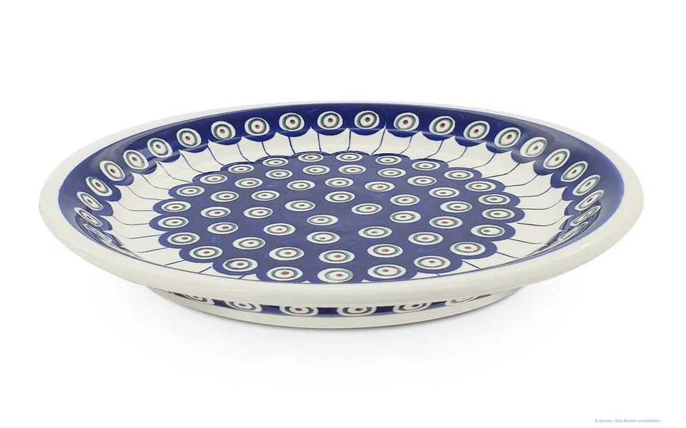 Bunzlauer Keramik flacher Teller (Speiseteller) Form 2, Ø 24,8cm H3,0cm, Dekor 8