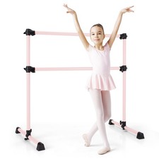 Goplus 4FT Portable Double Freestanding Ballet Barre Dancing Stretching Pink