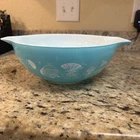 New Listing1958 Vintage Pyrex Cinderella Hot Air Balloons Mixing Bowl #444 4qt Turquoise