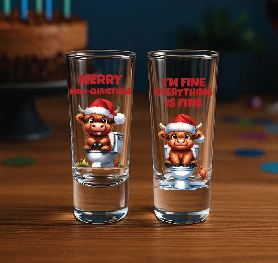 Vasos de chupito de Navidad, divertido juego de vasos de chupito de vaca, regalos de regalos de fiesta de Navidad Foto 3 de 4